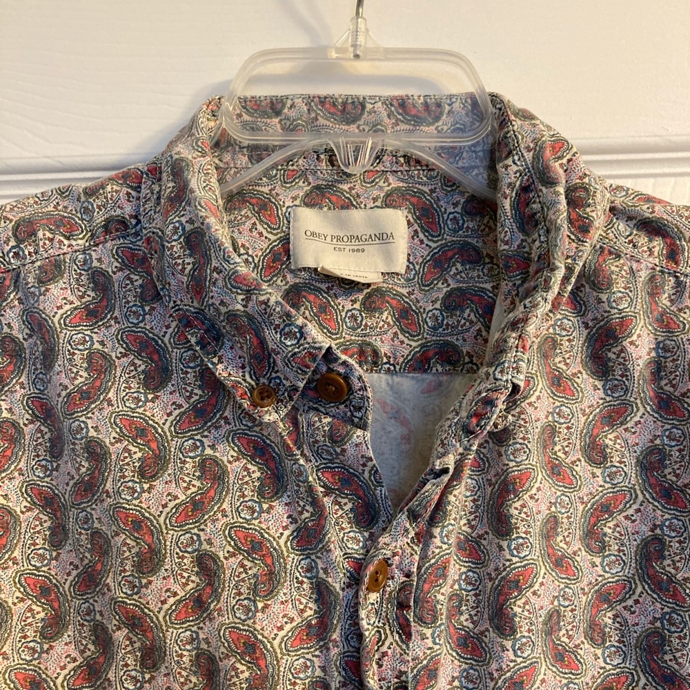 Obey shirt sleeve button up shirt